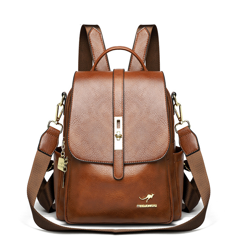 Soft Leather Women's New Multi-use Large Capacity Backpack Trendy Student Schoolbag Travel Bag ddmymoon