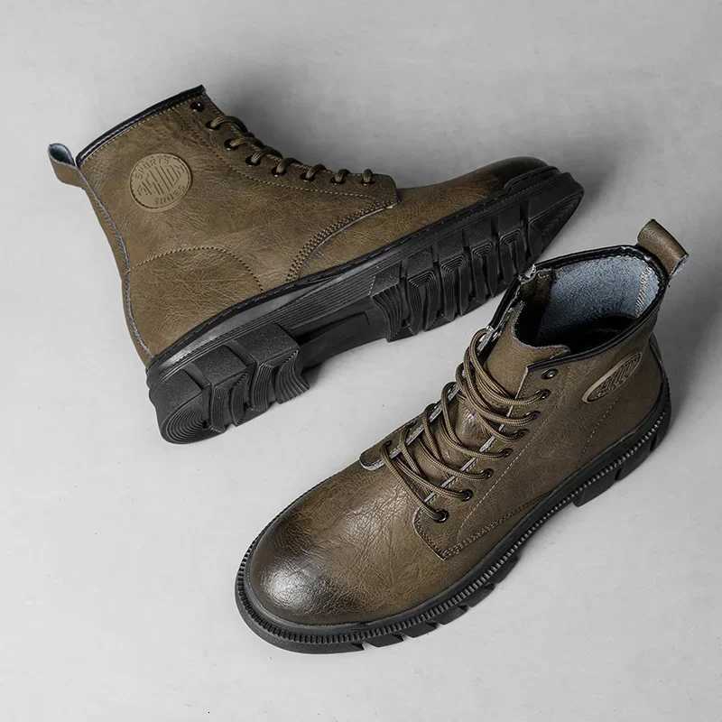 Trendy Mens Boots High Top Work Boots for Men Casual Shoes Punk Style Motorcycle Ankle Boots High Quality Winter Boots W250811