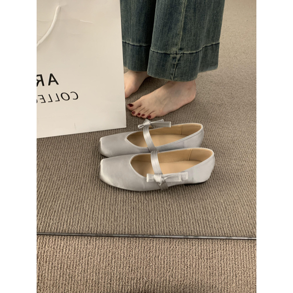 French satin ballet shoes 2025 designer's new comfortable single shoe