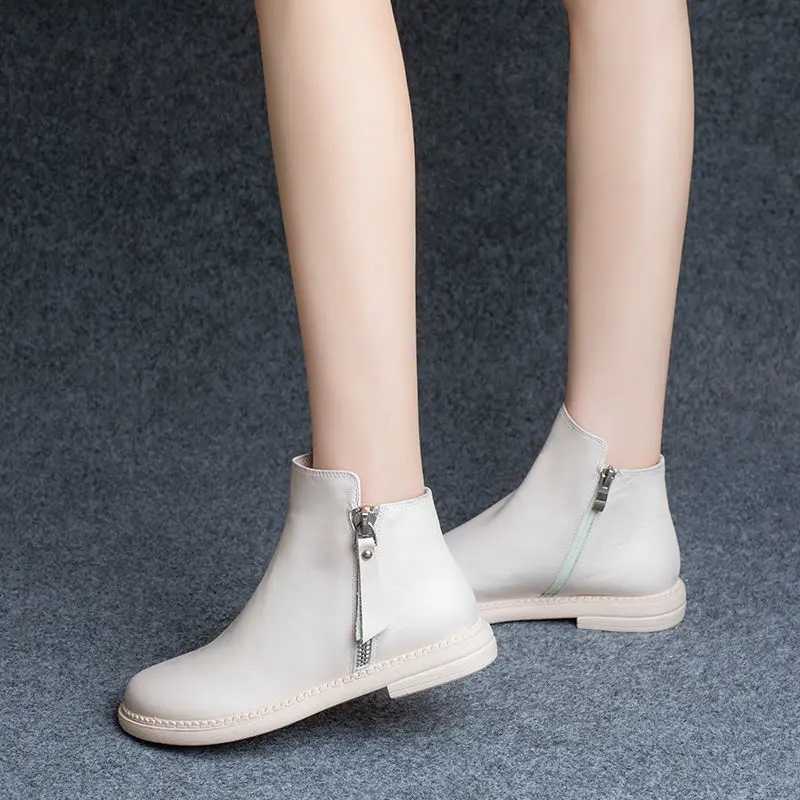 Womens Shoes Flat Boots Soft Leather Short Martn Boots Womens Spring Single Shoes Soft Bottom 2022 New Single Shoes Boots W250811