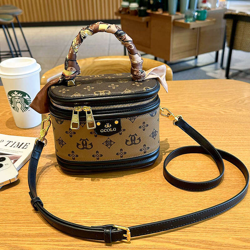 DHessentials 2025 Luxury Monogram Bucket Bag - Genuine Leather Organizer Insert with Zipper Closure, Stylish Small Purse (600g)