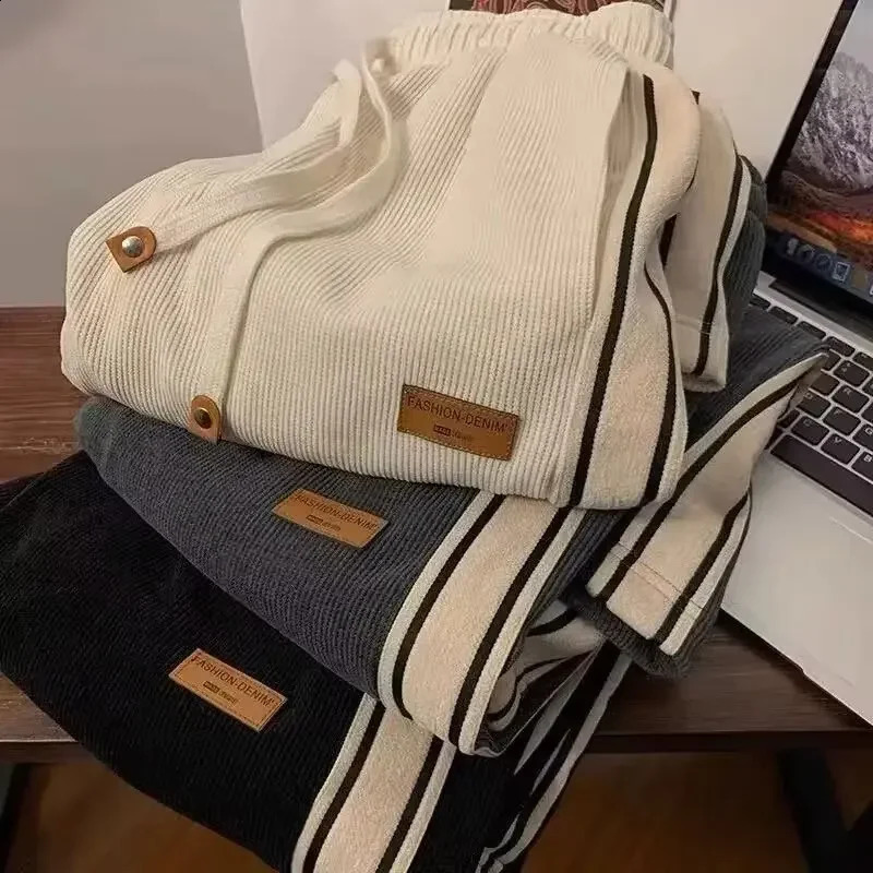 Spring Summer Casual Sports Trousers Straight-Leg Loose-Fit American Style Vintage Corduroy Thin Pants Trendy For Men 250811