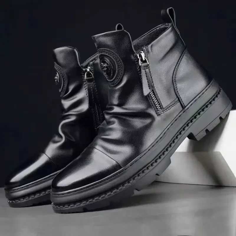 Vintage Men Boots 2024 New Autumn Winter Shoes High Quality Mens Leather Boots Side Zipper Mens Ankle Boots Large Size W250811