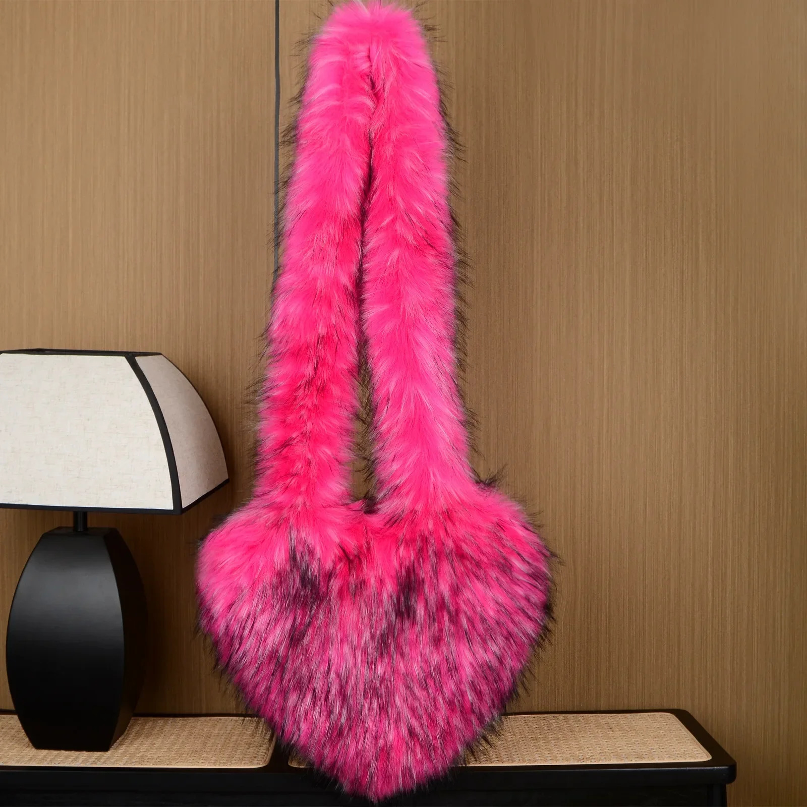 Heart Shaped Faux Fur Shoulder Bag Fluffy Plush Winter Women Handbags Cute Love Crossbody Bags for Tote Lady Shopper 250811