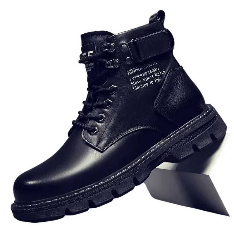 Leather Man Shoes Waterproof Spring Autumn Black Boots for Men Sale Y2k Cheap Non Slip Classic Footwear Original Deals Size 44 W250811
