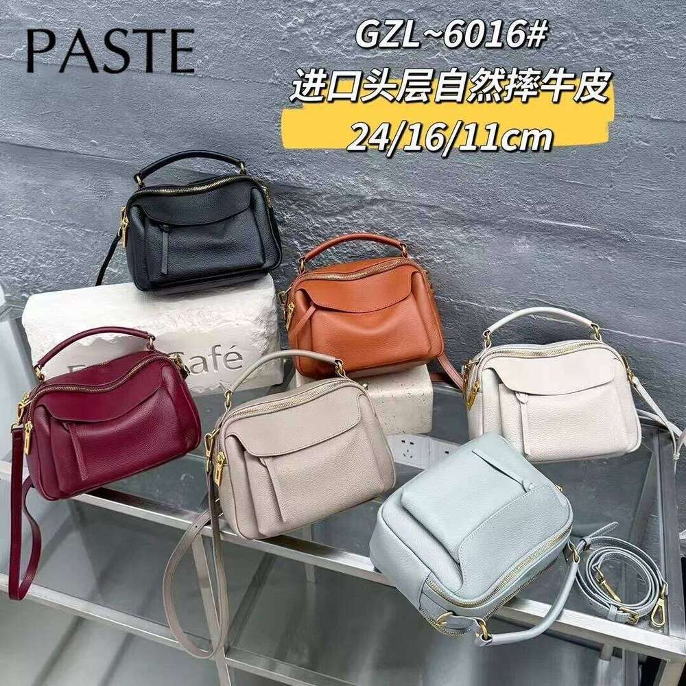 Classic Beige Color Multiple Compartments Women Tote Natural Cow Leather Soft Female Shoulder Bag Ladylike Street Handbag