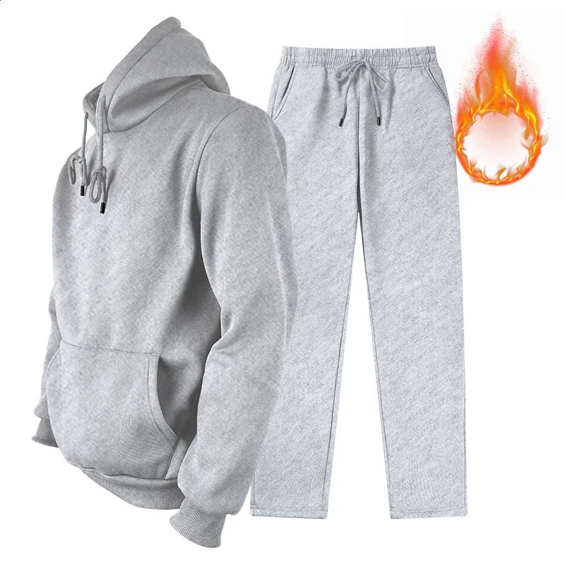 Mens sports set 2-piece wool hooded casual sports set jogging set 250805