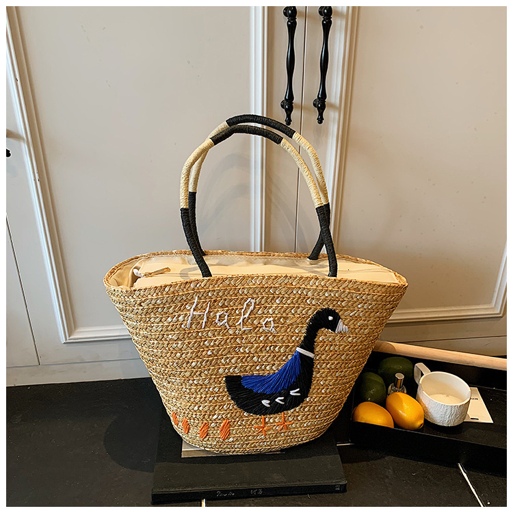 Summer Beach Vacation Straw Woven for Women 2025 New Large Capacity Tote Basket Bucket Bag ddmymoon