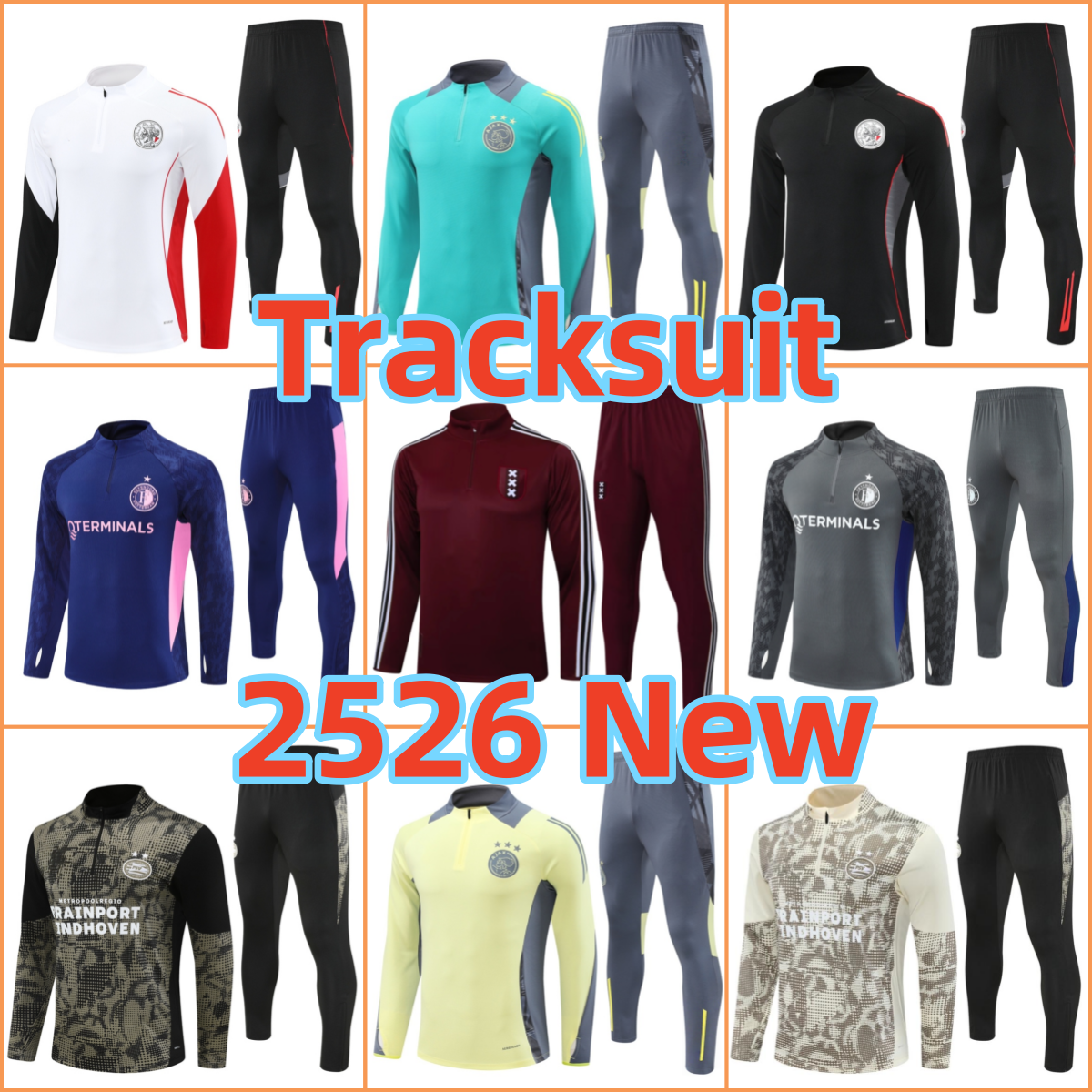 25/26 Season Feyenoords Eindhoven LAjax long tracksuit long sleeved training suit kit uniform chandal adult sweatshirt Sweater Men KIDS Feyenoords training shirt