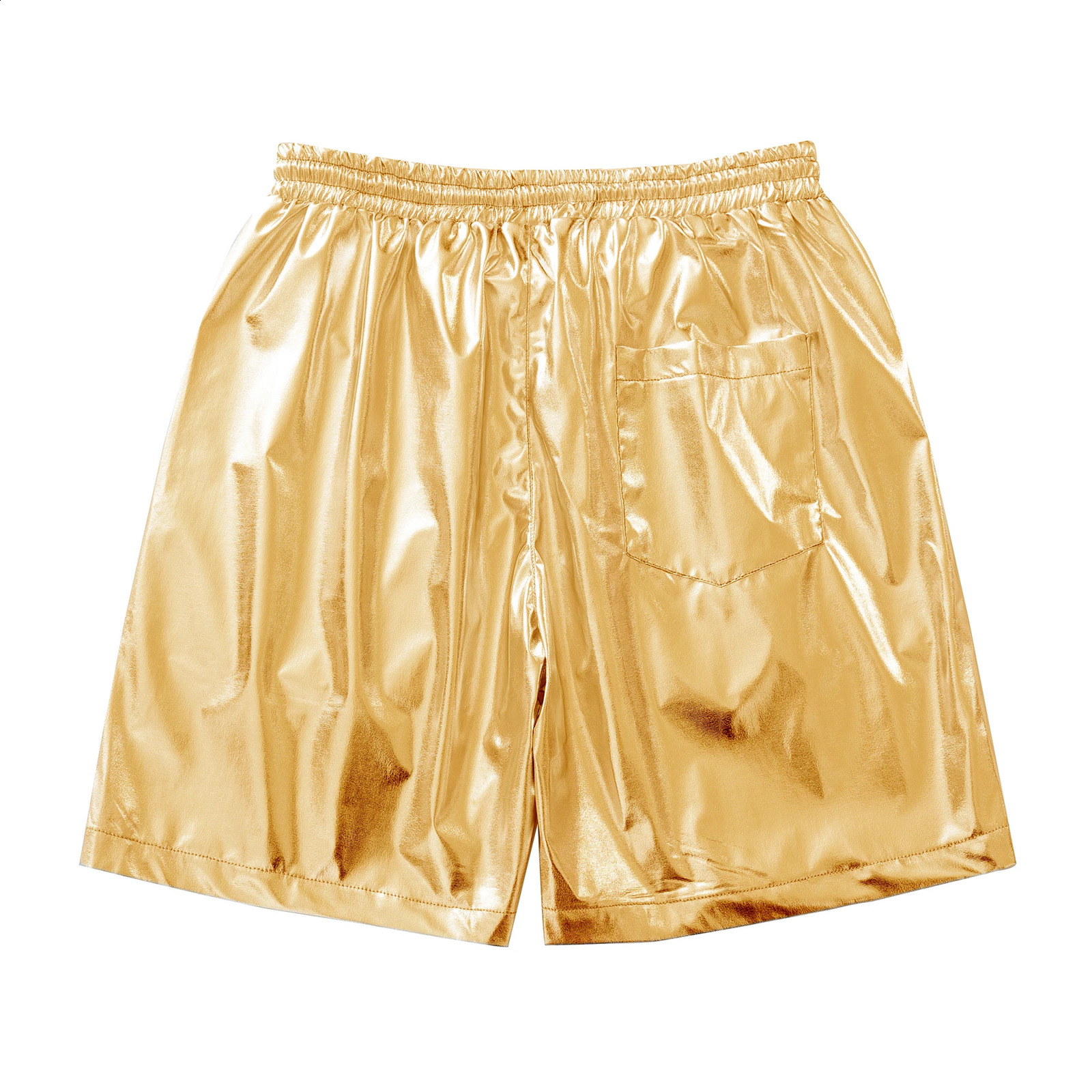 Mens Stage Performance Nightclub Shorts Bright Golden and Silvery Fashion Beach Board Short Pants 250729