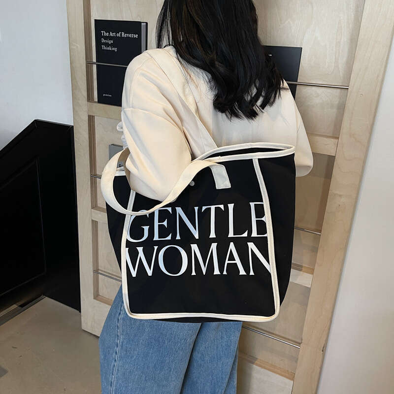 Designer Bags Tote Korean Style Casual Versatile Lazy Large Capacity Canvas Bag Artistic Fashion Print Simple Handbag