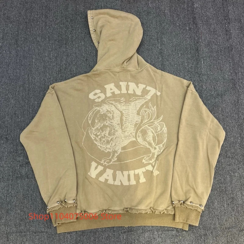 Mens SAINT VANITY Printed Zip Hoodie Sweatshirt Street Fashion Casual Wear 250801