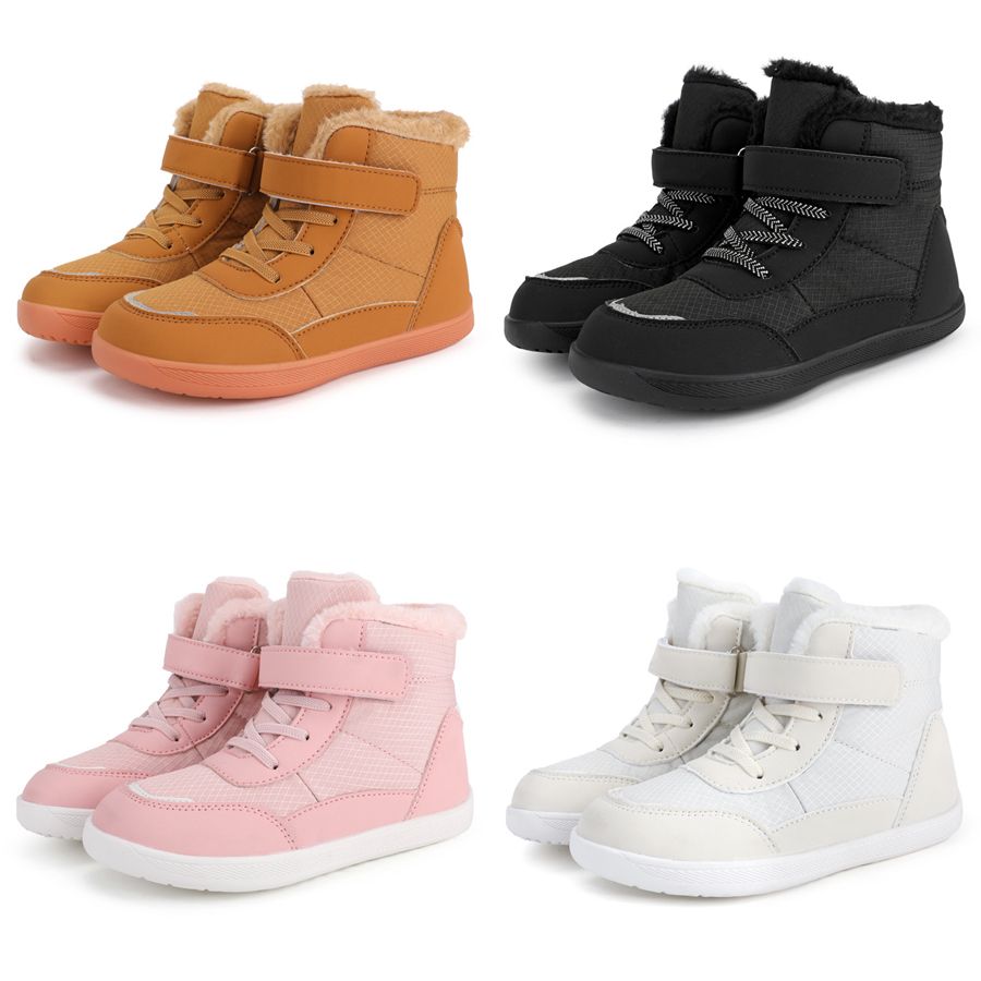 Kids Barefoot Boots Wide Width Waterproof Winter Fur Lined Shoes Cutefeet for Boys Girls Cold Weather Children Toddler Outdoor Fashion Sneakers Boots 