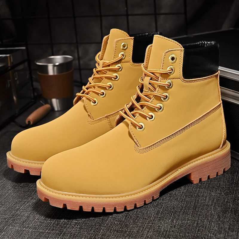 Brown Boot Security Boots Men Genuine Leather Mens Motorcycle Boots Military Shoes Work and Safety Shoes Booties Men Mens Shoes W250811