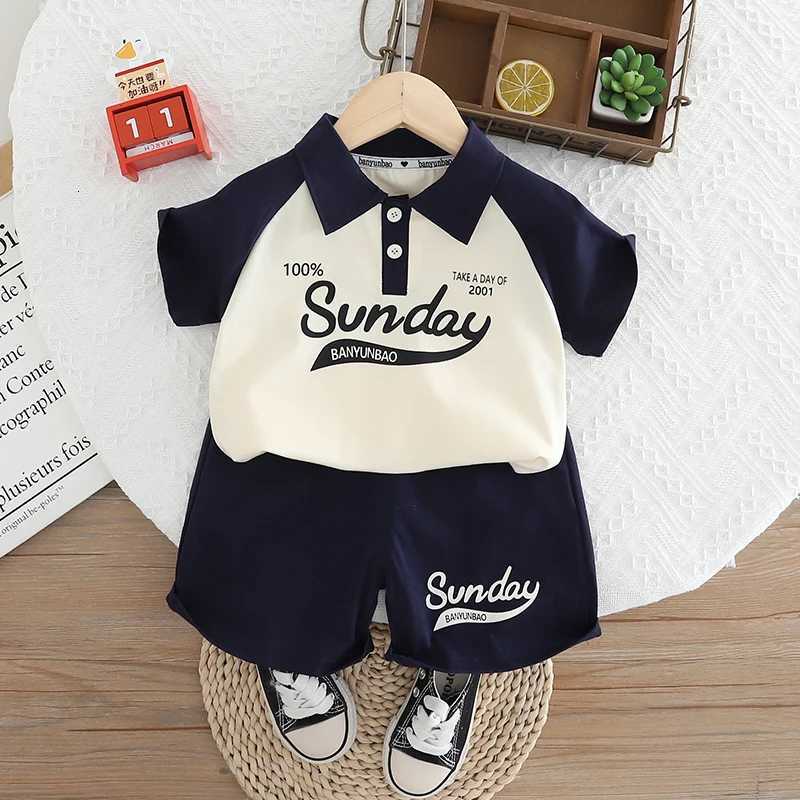 Childrens Clothing Set for Baby Boy Girl Summer Letter Polo T-Shirt Shorts 2-Piece Suit Cute Infant Outfit Z250811