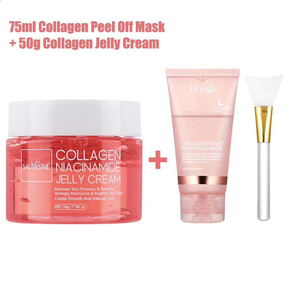 75ml Collagen Peel-off Mask Night Wrapping Mask Facial Mud 50g Collagen Jelly Cream Skin Face Masks Cream 250809