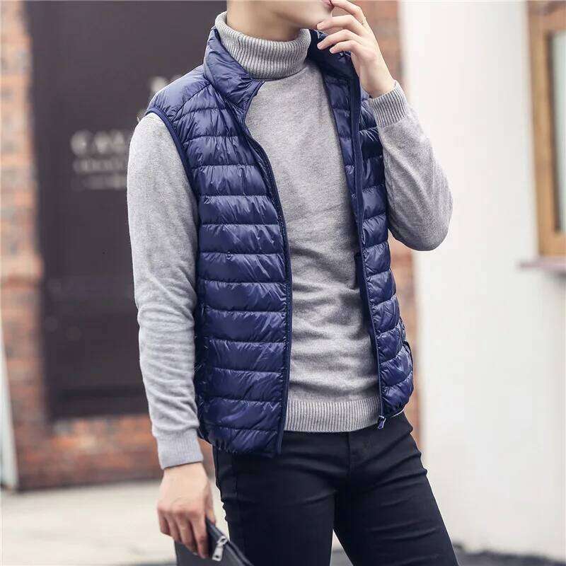 Men's Sleeveless Puffer Jackets Fashion Brand Men New Winter Casual Lightweight Down Duck Vest Coats Male