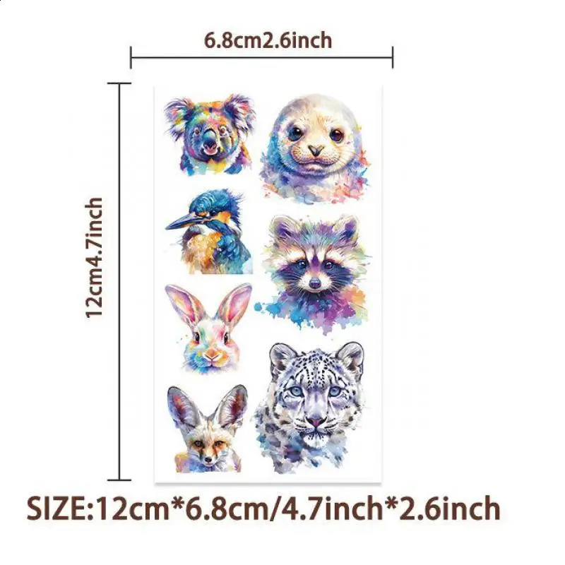 10pcsset Cartoon Colorful Animal Temporary Tattoo Stickers Cute Cat For Birthday Party Gift Sticker 250809