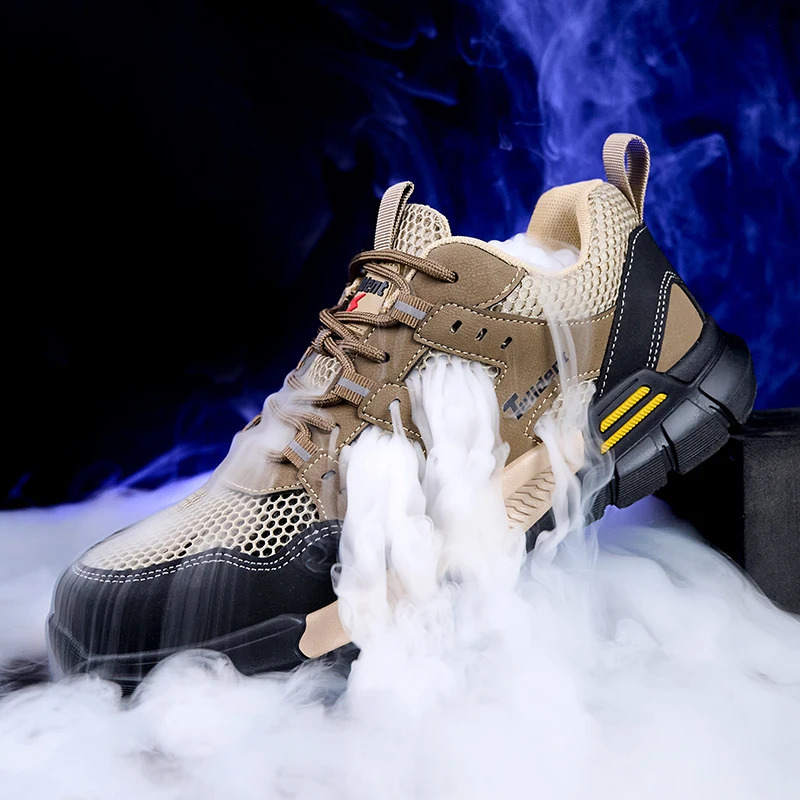 Mens safety shoes anti smashing and anti stabbing work shoes lightweight and breathable safety boots tactical boots 250805