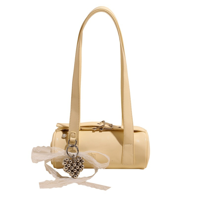 Korean Style Solid Color High-End Simple Trendy Pillow Single Shoulder Crossbody Women's Fashion Small Cylinder Bag ddmymoon