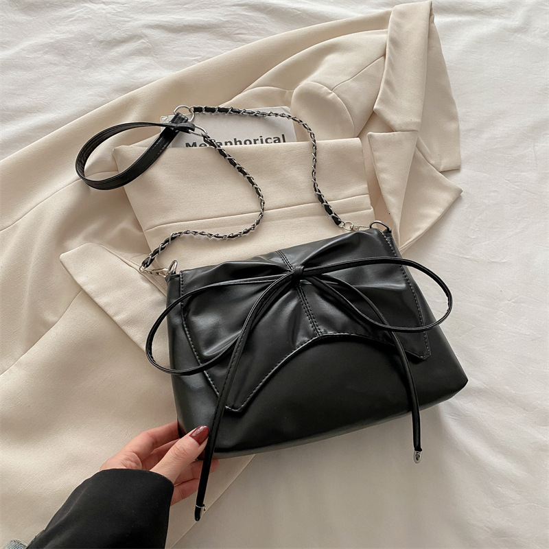 Autumn New Luxury Bow Women's Shoulder Bag Niche Chain Fashion Women's Crossbody Bag New Autumn New Designer Bag Simple Style Women's H
