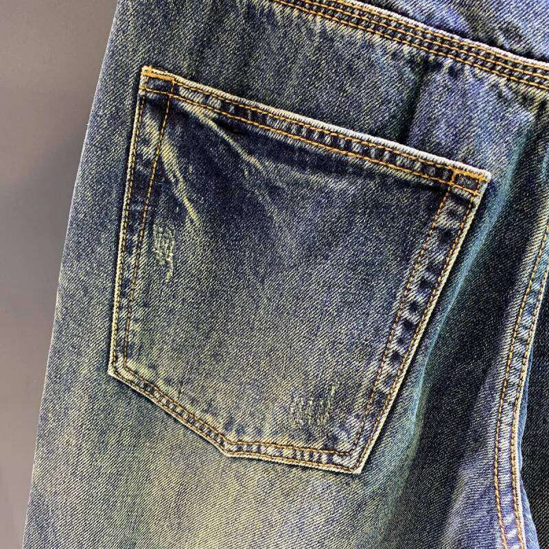 High Street Brand Retro Piercing Jeans Men's Loose Spring and Autumn New Style 2025 Personalized Trendy Patch Pants