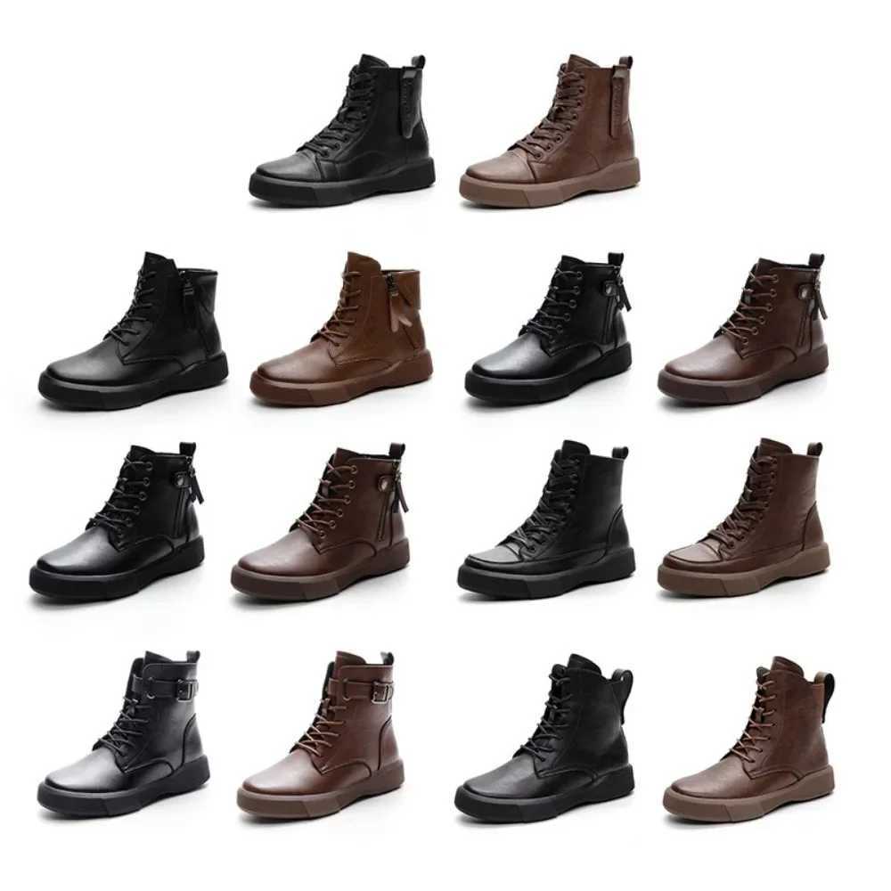 Genuine Leather Womens Boots Short Boots Thick Soled Knight Boots Womens Casual Shoes Versatile Womens Shoes Platform Shoes W250811