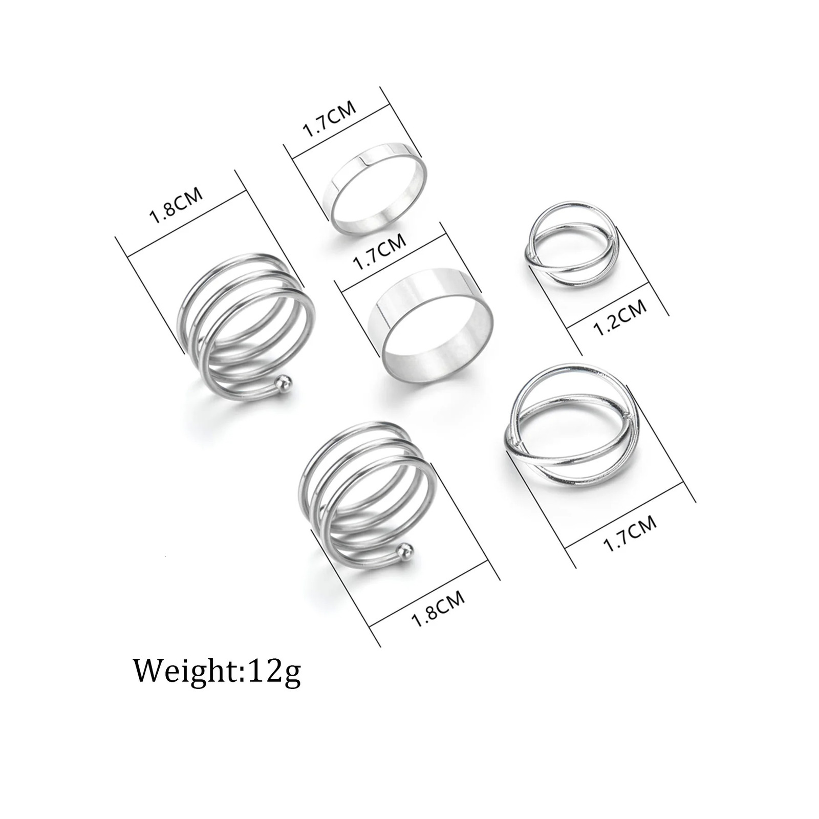 6pcs/set Simple Lines Silver Color Smooth Waterproof Stainless Steel Ring Set For Men Women Personalized Fashion Jewelry Gifts 250805