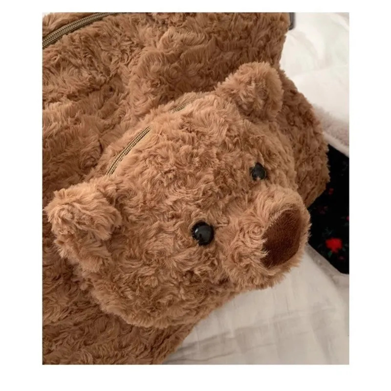 JIAERDI Harajuku Bear Plush Shoulder Bags Women Japanese Fur Soft Large Capacity Handbag Ladies Sweet Cute Y2k Backpack 250811