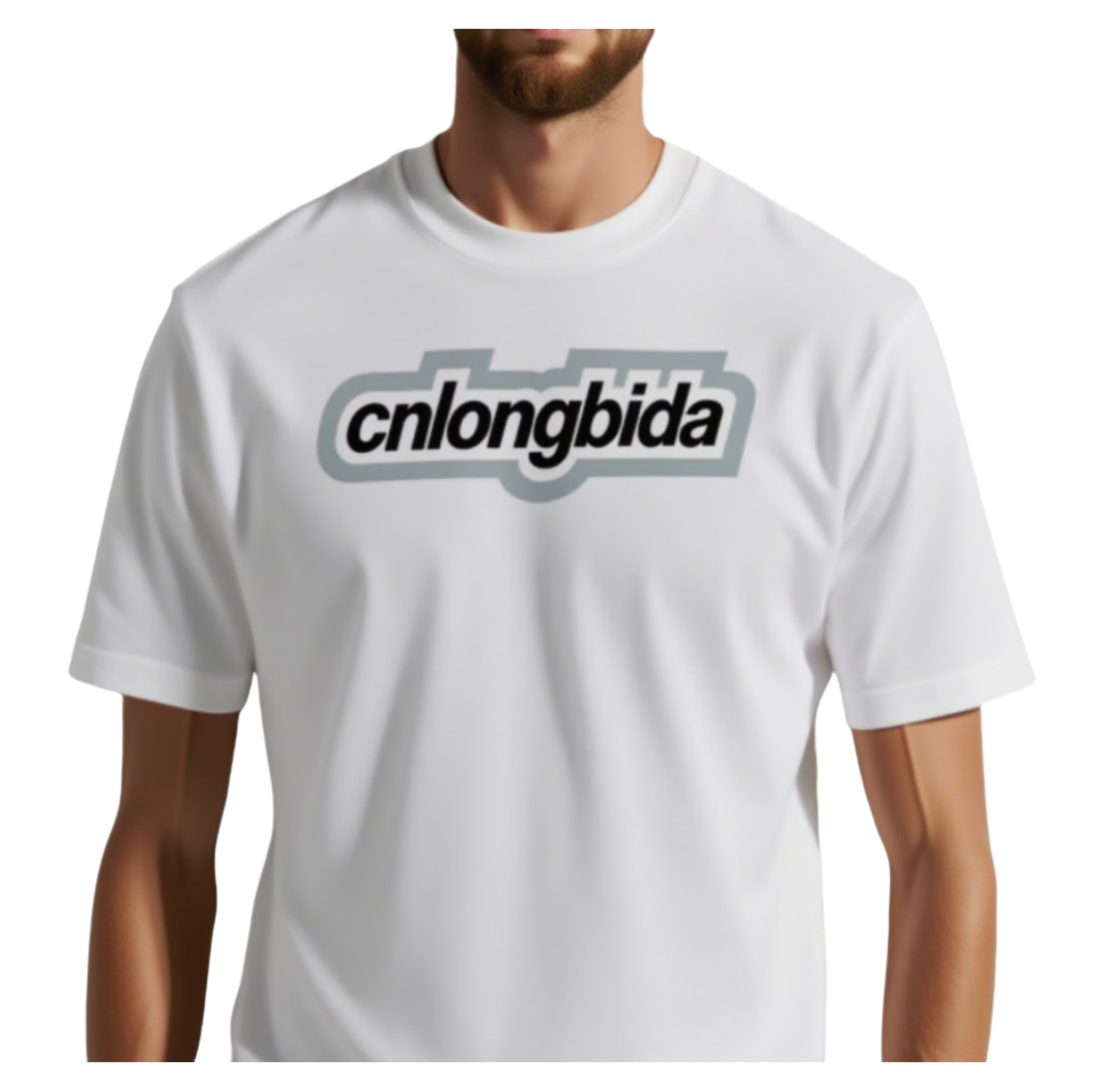 CNLONGBIDA Men's T-Shirts 100% Cotton Brand Printed Sleeved T-Shirt Casual Round Neck Mens T Shirt