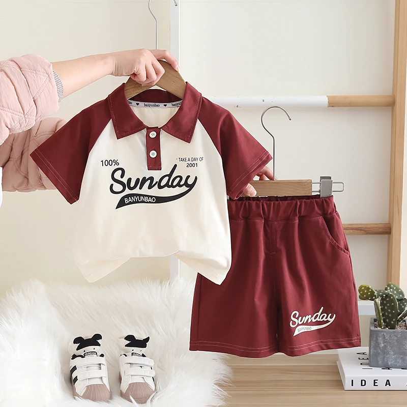 Childrens Clothing Set for Baby Boy Girl Summer Letter Polo T-Shirt Shorts 2-Piece Suit Cute Infant Outfit Z250811