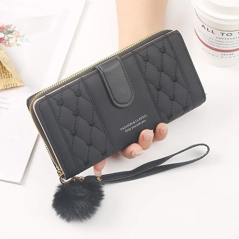 Women Long Wallet Pu Leather Card Holder Large Capacity Hasp Zipper Coin Purse Multi Card Organizer Cell Phone Wristlet Handbag 250809