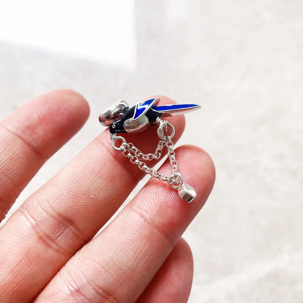 925 Sterling Silver Magpie Bird Charm Cute Lucky Women Jewelry Trendy Gift 250807
