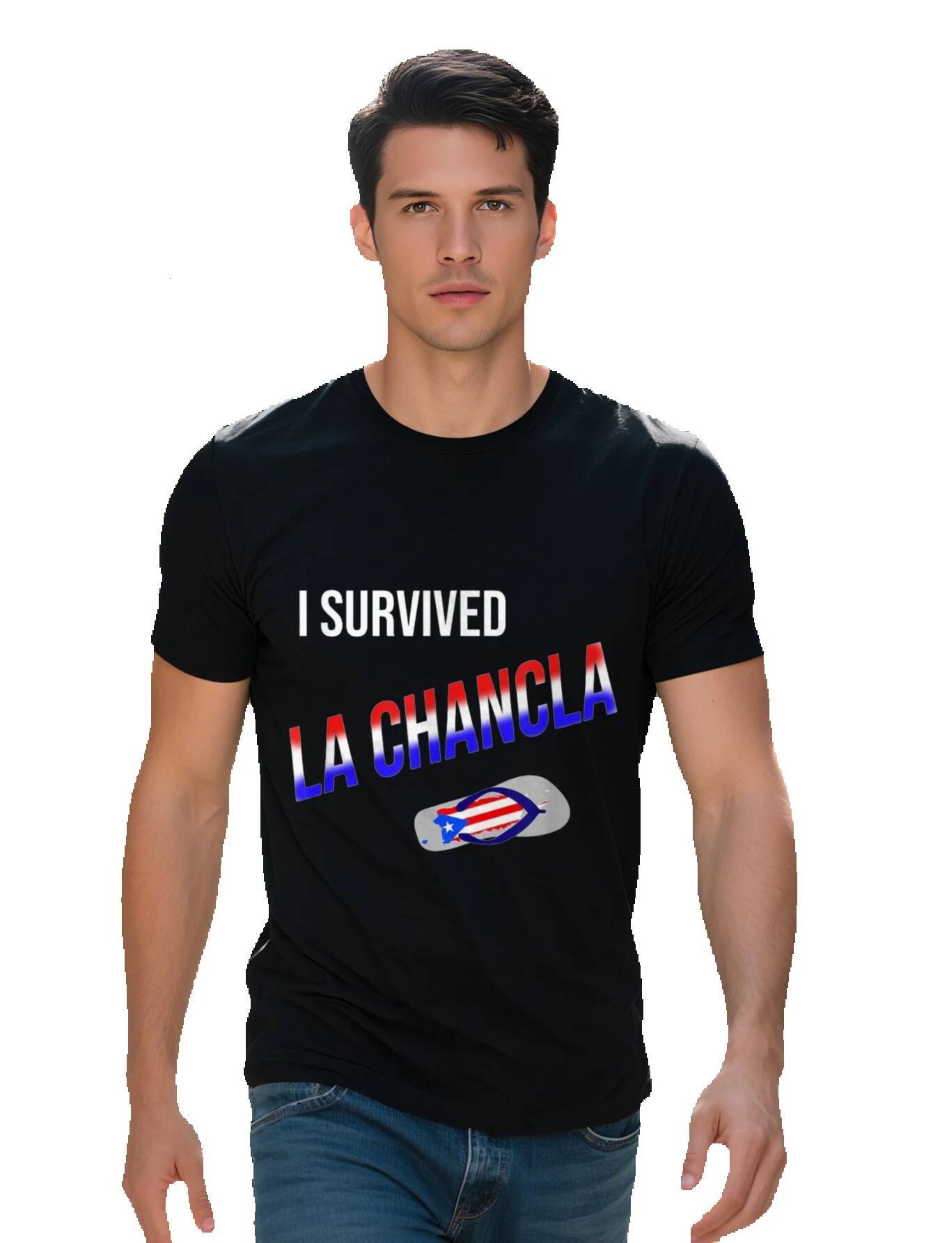 Men S shirt g Cotton I Survived LA CHANCLA Funny Puerto Rican Boricua T Shirt 1f9f7
