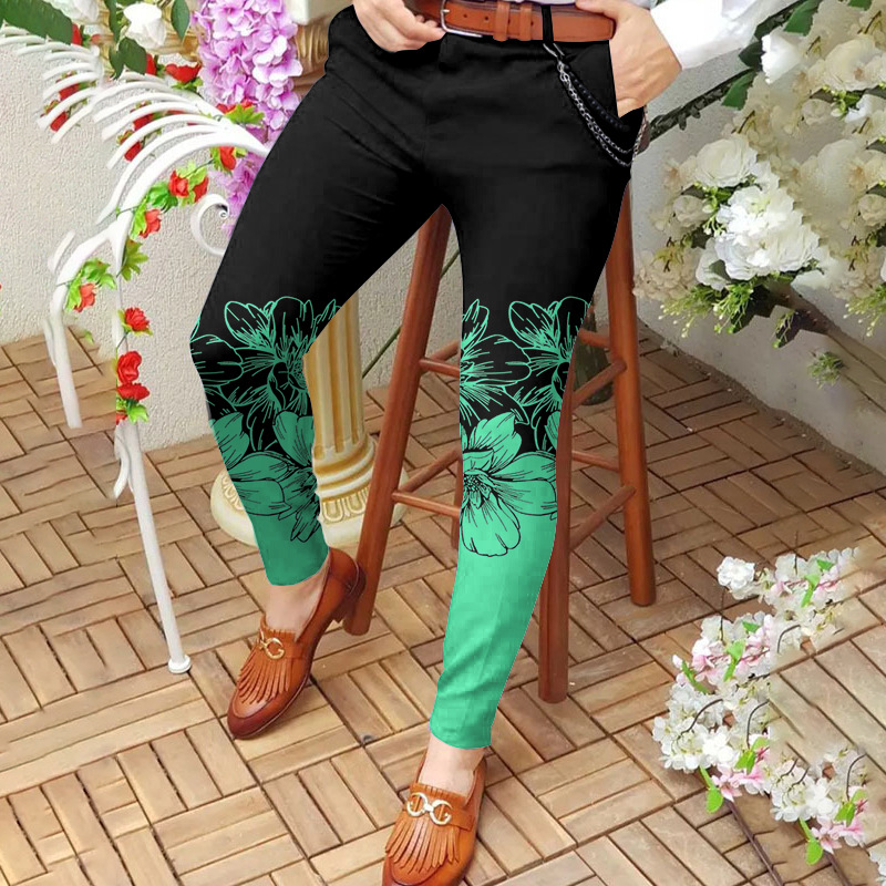 Fashionable men's mid-waist casual pants long pants 3D printed slim-fitting pants men's straight-leg pants European size :S-3XL