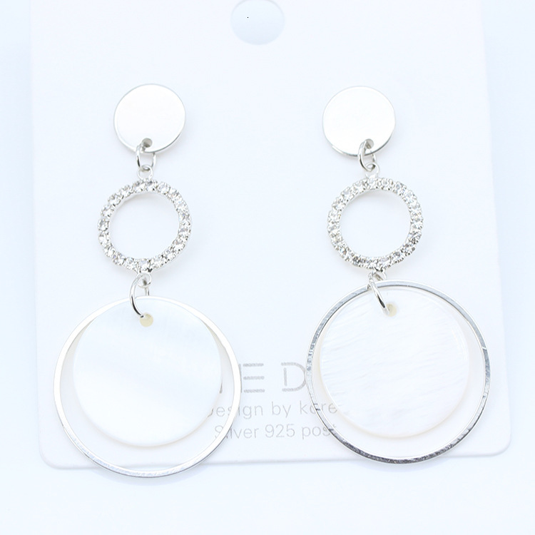 Free Shipping Designer Fashion Accessories Korean S925 Minimalist Style Earrings Accessories Elegant Rhinestone Circle Shell Earrings Luxury Jewelry