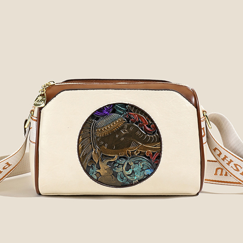 Lucky Elephant Embossed Three-Layer Large Capacity Pillow Women's New Fashion Mom Single Shoulder Crossbody Bag ddmymoon