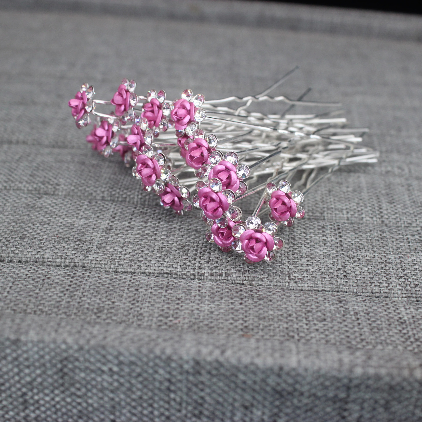 20PCS Rose Flower Hair Clips Crystal Pins for Bridal Wedding Party Daily Life Women Jewelry Acessories 250804
