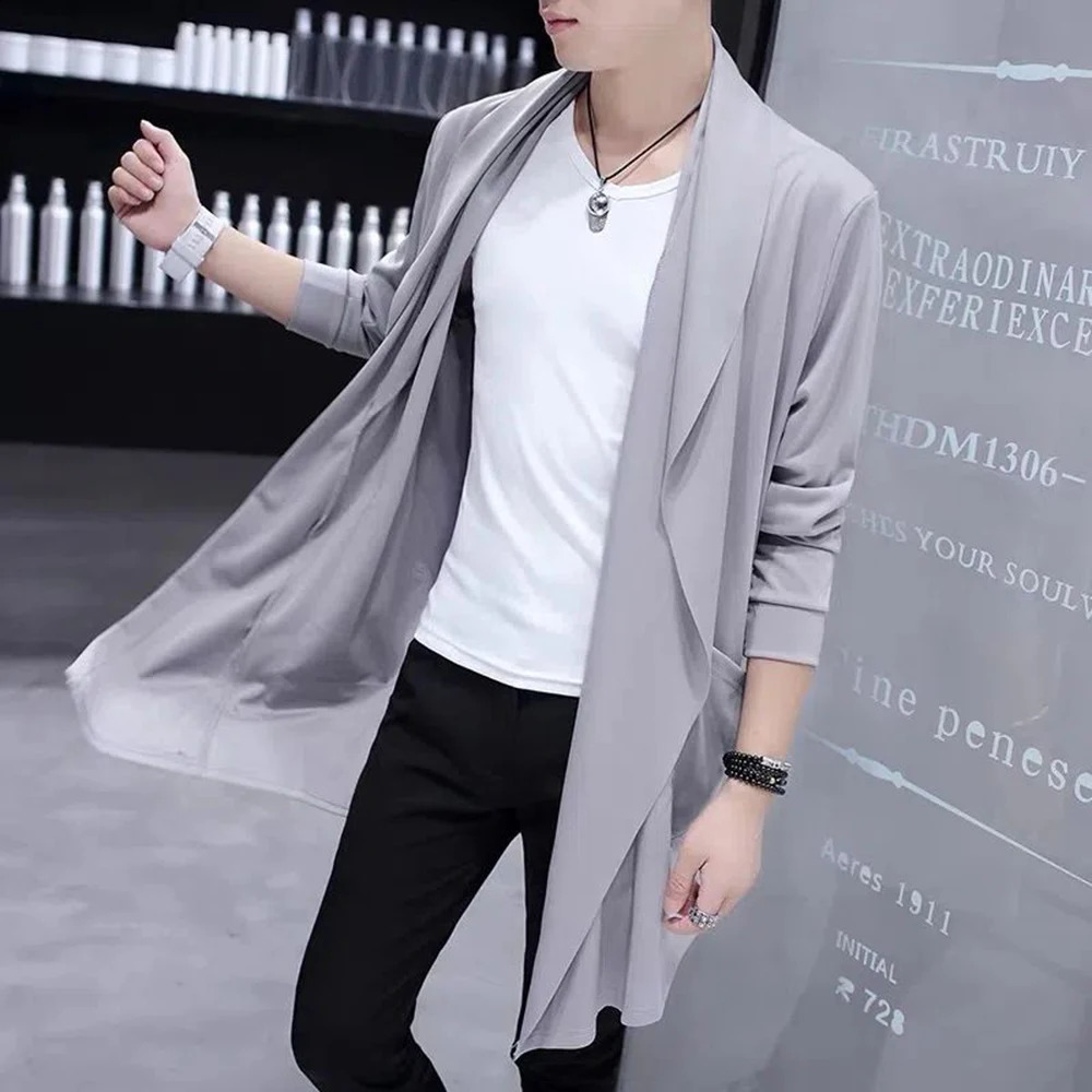 Autumn Men Fashion Korean Style Long Trench Coat Hooded Cloak Abrigo Hombre Punk Hip Hop Cardigan Casual Streetwear Cape 250729