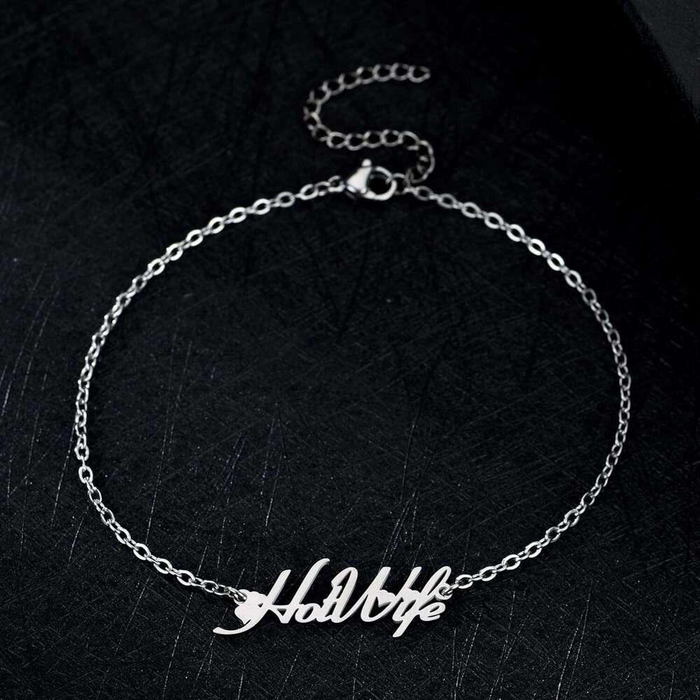 Anklet, HotWife Ankle Bracelet, Hot Wife Anklet with Hearts (Gold-Plated steel or Sier stainless steel)