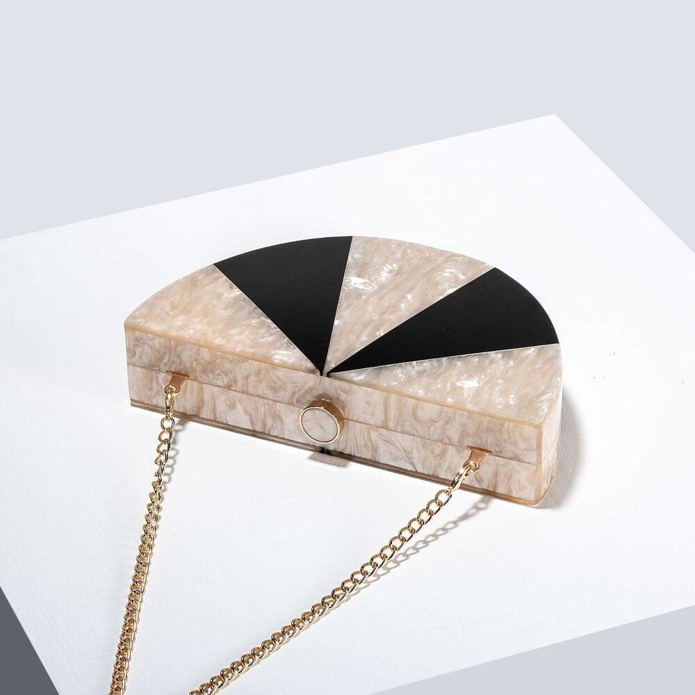 2024 Women's New Single Shoulder Crossbody Semi-Circular Splicing Acrylic Fashion Wedding Evening Clutch Bag