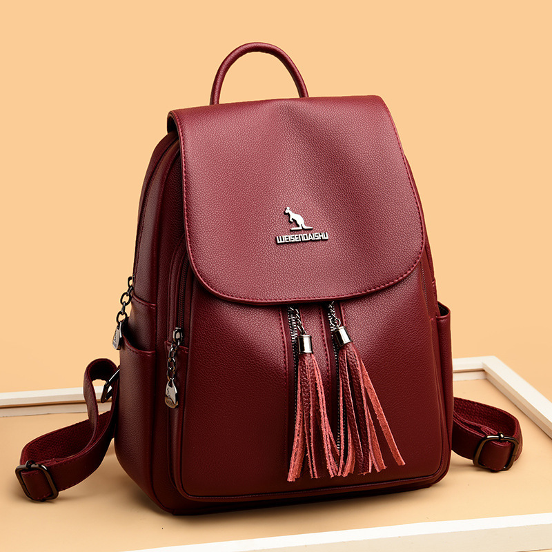 Hot Selling Textured Soft Leather Women 2025 New Korean Fashion Large Capacity Backpack for Middle-aged Ladies ddmymoon