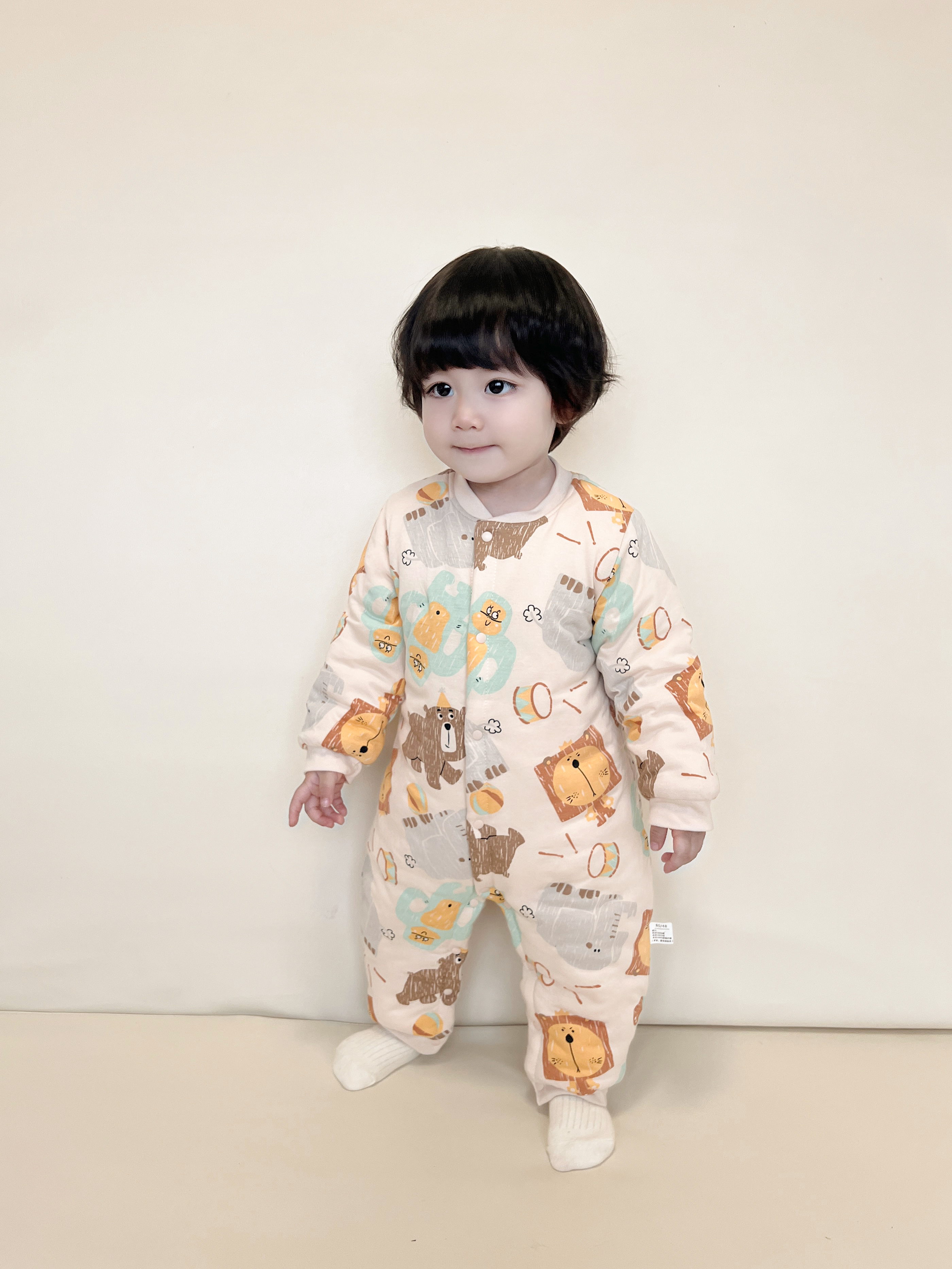 Baby Winter-Themed Triple Layer Cotton Onesie for Comfortable Warmth