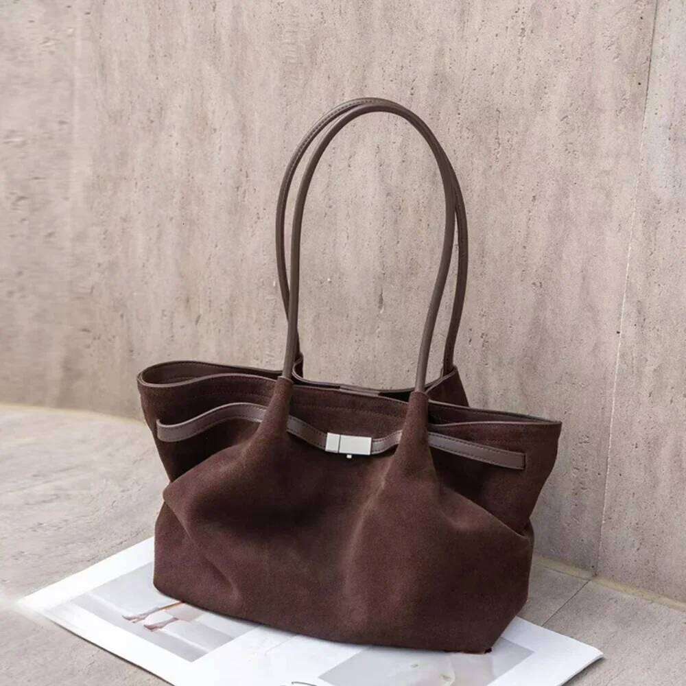 2025 Youth Fashion Large Capacity Trapeze Tote Coffee Camel Color Matte Suede Leather Women Handbag Frosted Skin Shoulder Bag