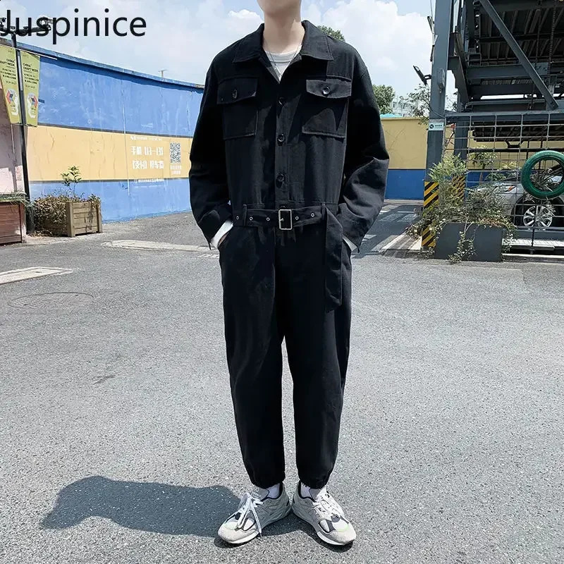 Japanese Retro Workwear Jumpsuit Mens Loose High Street Personality Casual Simple Hiphop Jumpsuits Men Bottom Male Clothes 250729