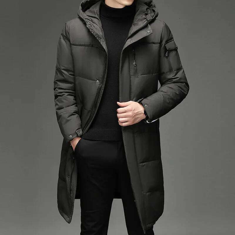 New White Duck Jackets Hooded Long Winter Men Thick Warm Fashion Down Coat Mens Brand Parka Plus Size 5XL