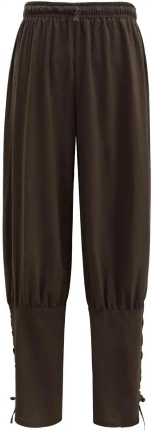 Mens Ankle Banded Pants Medieval Viking Pirate Cosplay Renaissance Trousers for Adult 250729