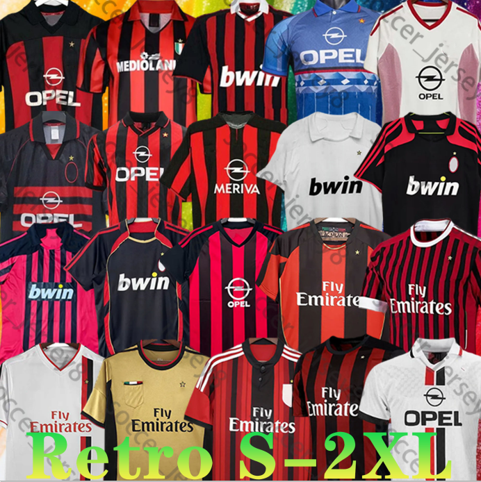 90 91 AC Retro Soccer Jerseys 95 96 97 Gullit 01 02 03 12 14 15 2006 2009 10 Maldini Van Basten KAKA 06 07 PIRLO RONALDINHO BAGGIO MIlan classic Men kids kits Football shirt