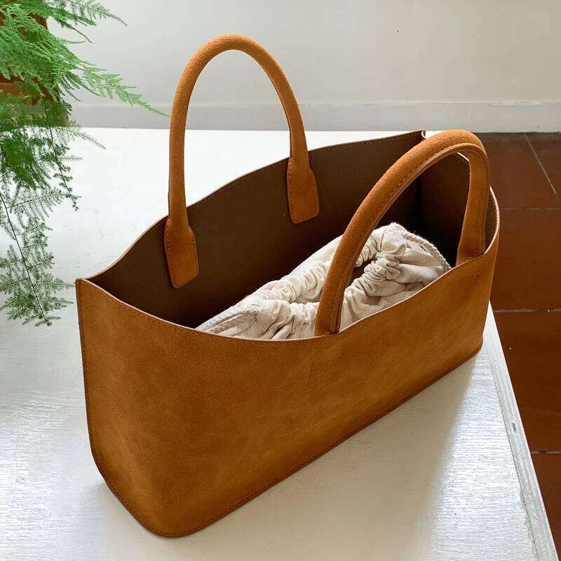 Classic Faux Suede Tote Bags For Women Designer Handbags And Purses 2024 New In Top Handle With Inner Pocket Carry Wrist