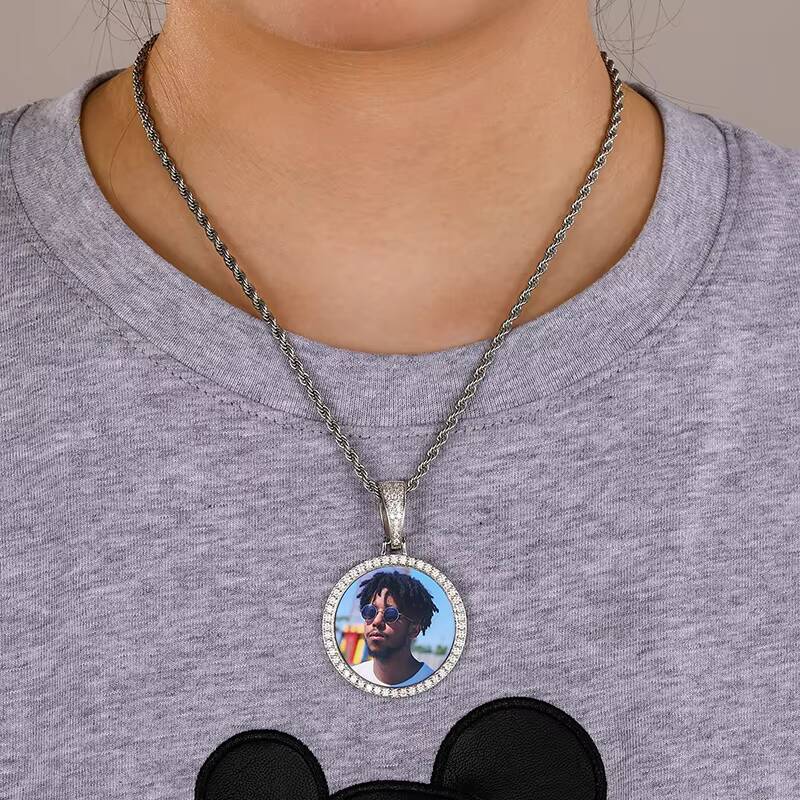 Moissanite Memory Pendant 925 Silver Custom Hip Photo Pendant Iced Memory Moissanite Pass Diamond Test